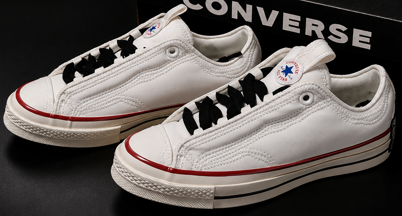 Converse Chuck 70 Puff White Red Blue vue latérale avec boîte Converse