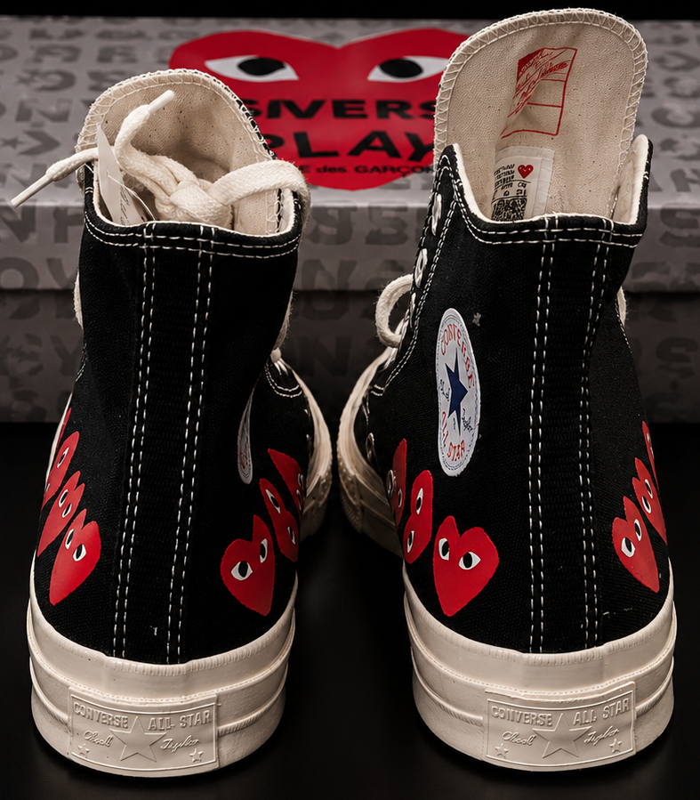 Converse CDG Play Hi vue arrière détail talon All Star