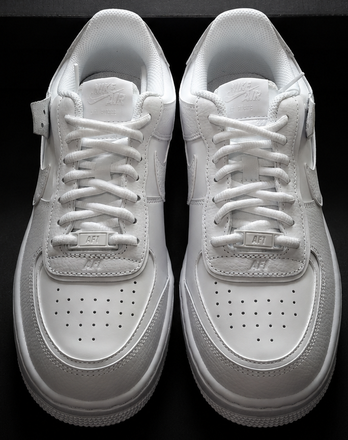 Nike Air Force 1 Shadow vue dessus détails premium blanc
