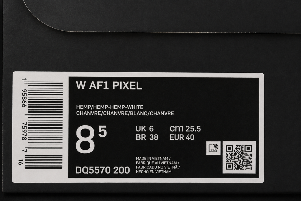 Étiquettes authentiques Nike Air Force 1 Pixel DQ5570-200
