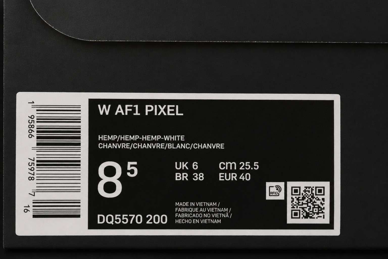 Étiquettes authentiques Nike Air Force 1 Pixel DQ5570-200