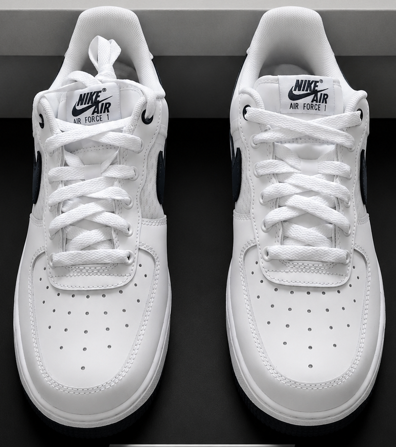 Nike Air Force 1 '07 LV8 vue dessus détails cuir blanc