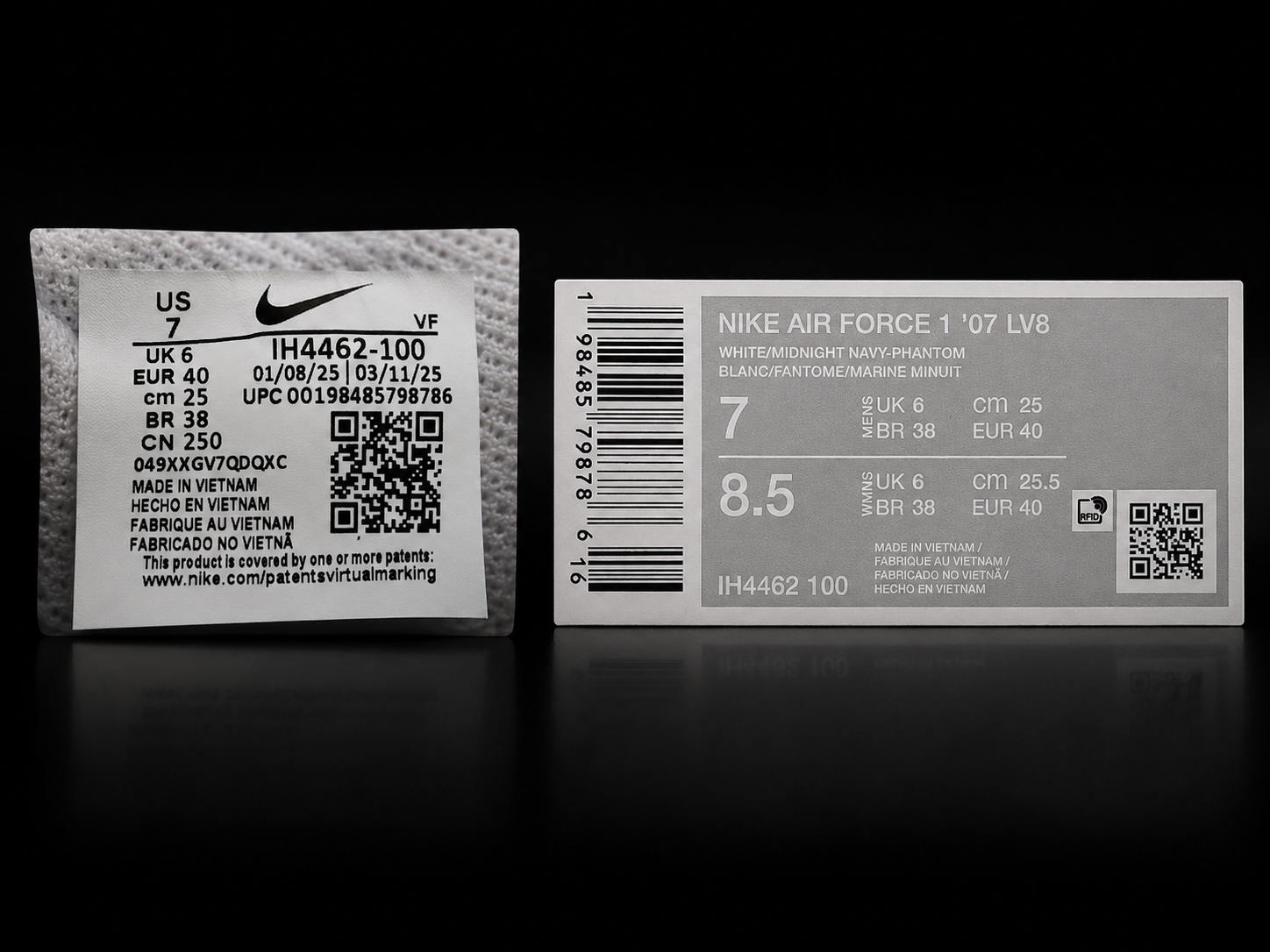 Étiquettes authentiques Nike Air Force 1 '07 LV8 EU 40 US 7