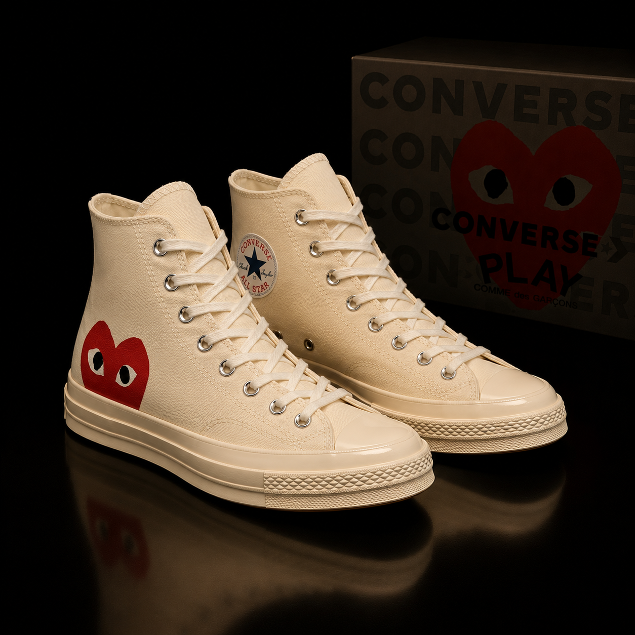 Converse Chuck 70 Comme des Garçons Play Hi 150205C vue 3/4 avant droite