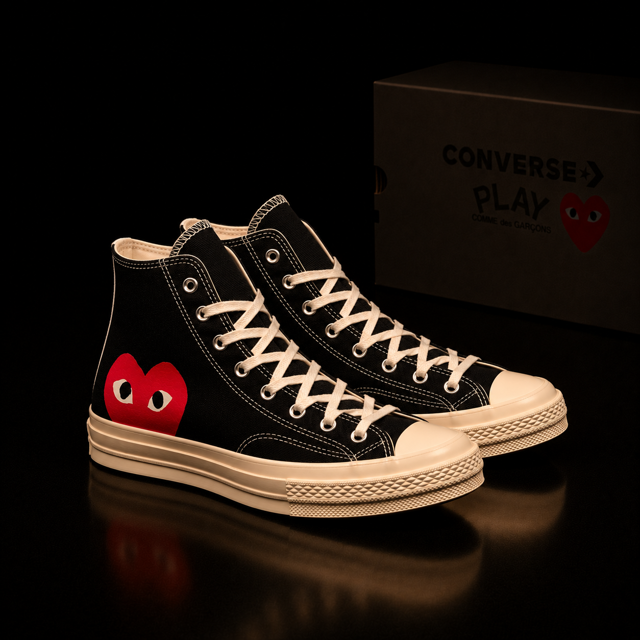 Converse Chuck 70 Comme des Garçons Play 150204C paire 3/4 orientée vers la droite