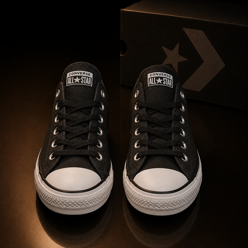Converse CTAS OX 159614C Black Black White vue face légèrement plongeante