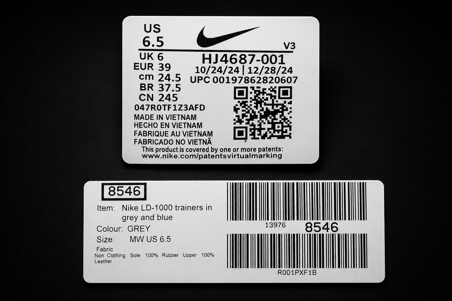 Étiquettes authentiques Nike LD-1000 HJ4687-001 EU 39 US 6.5