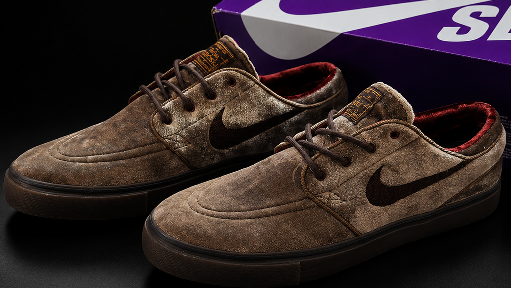 Nike SB Janoski City of Cinema Brown vue latérale avec boîte Nike SB