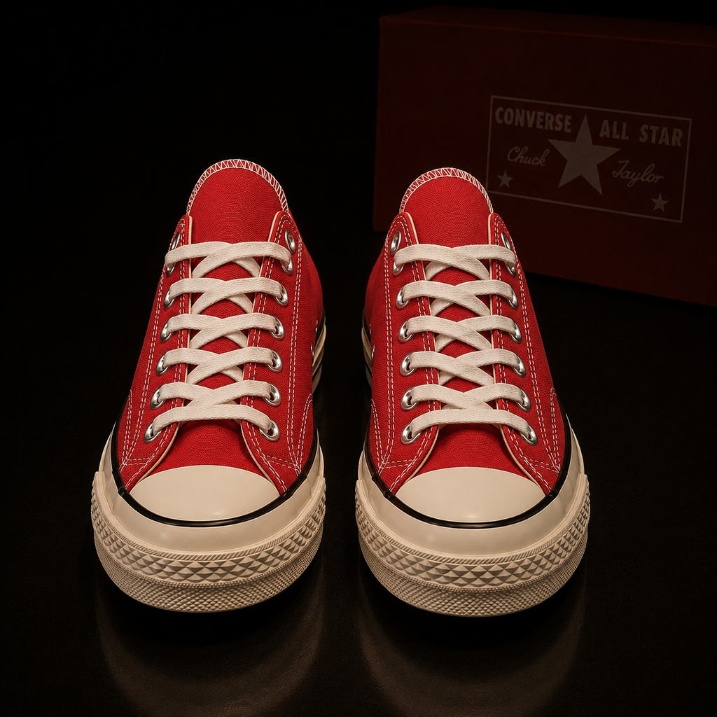 Converse Chuck 70 OX A06527C vue de face paire rouge Fever Dream