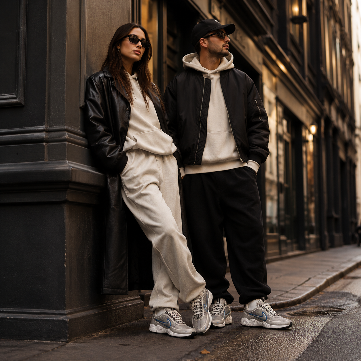 Nike Air Zoom Spiridon SP HF9117-003 portée par un couple en environnement urbain premium