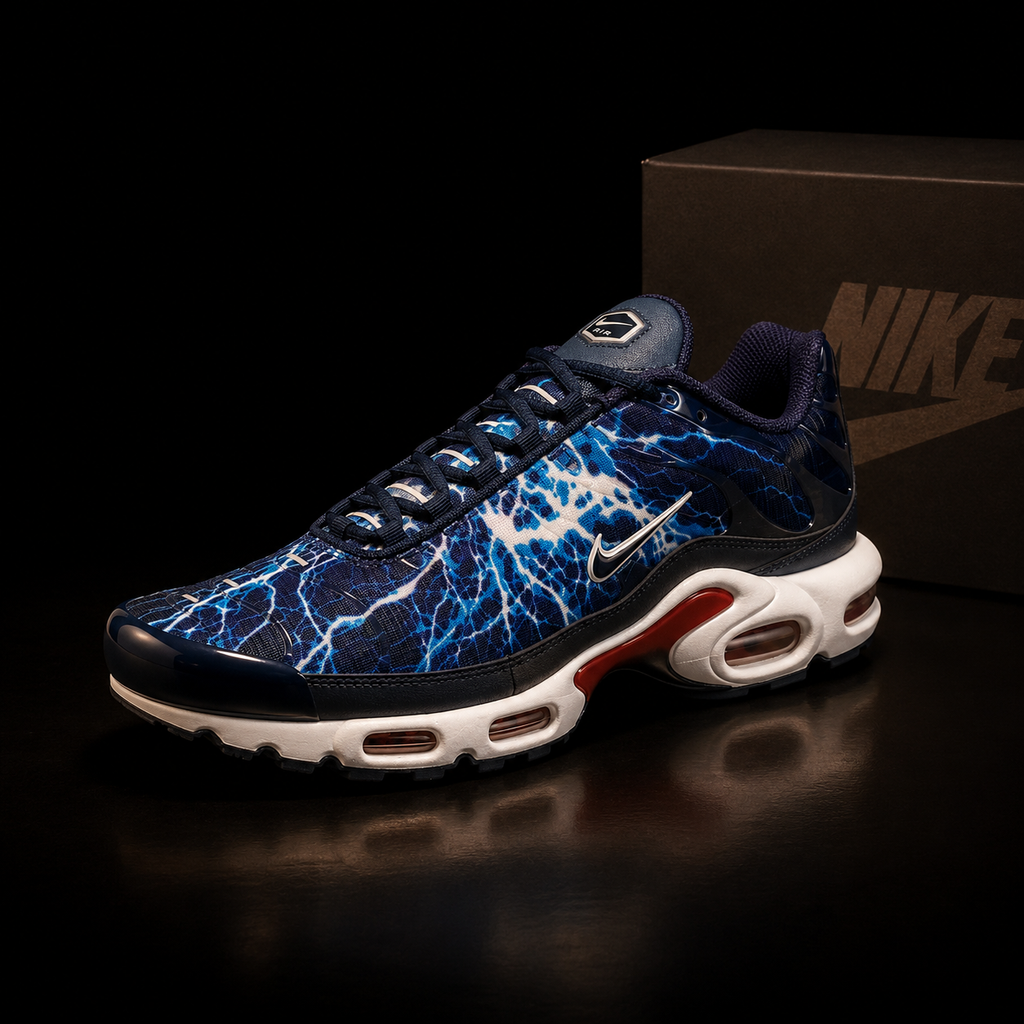 Nike Air Max Plus Eclair Lightning HV2323-400 Homme miniature produit 3/4 fond noir premium