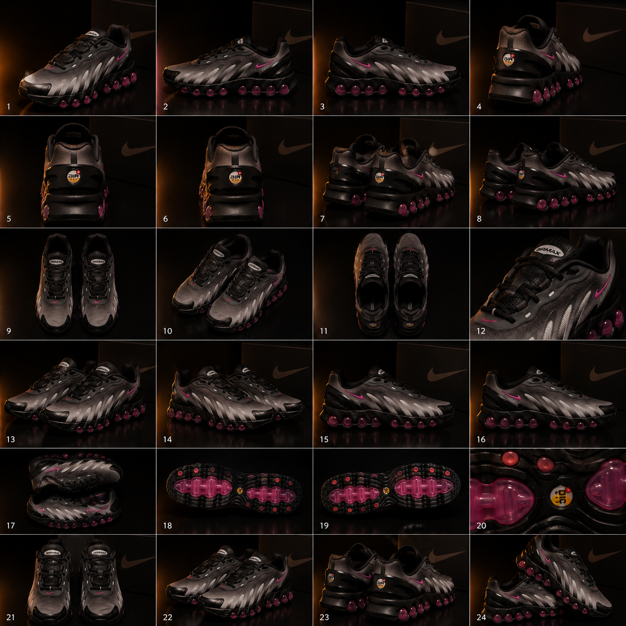 Nike Air Max DN8 IH4119-004 Homme planche 360° premium 24 vues sur fond noir et cuivre