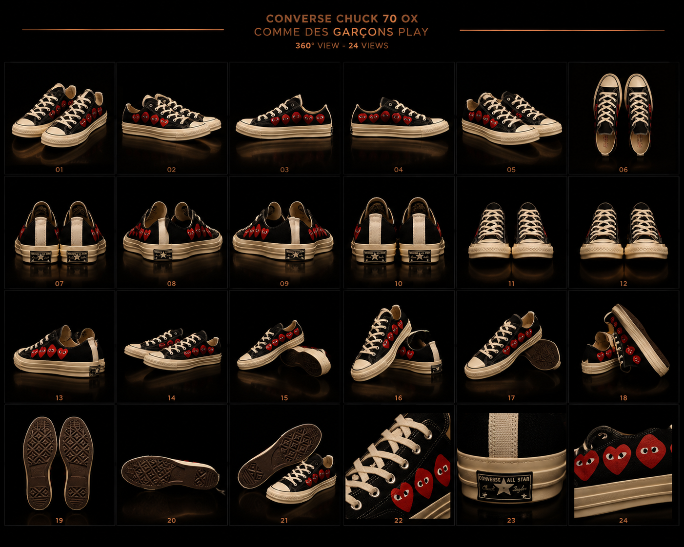 Converse Chuck 70 CDG Play A08149C Unisexe planche 360° premium 24 vues