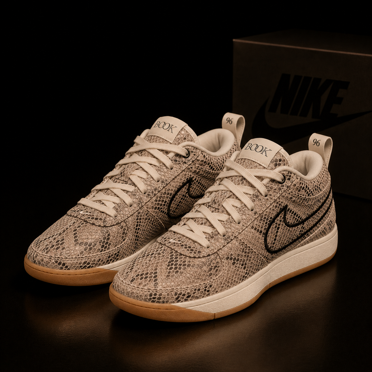 Nike Book 1 LEA HJ5352-100 vue 3/4 avant gauche effet python