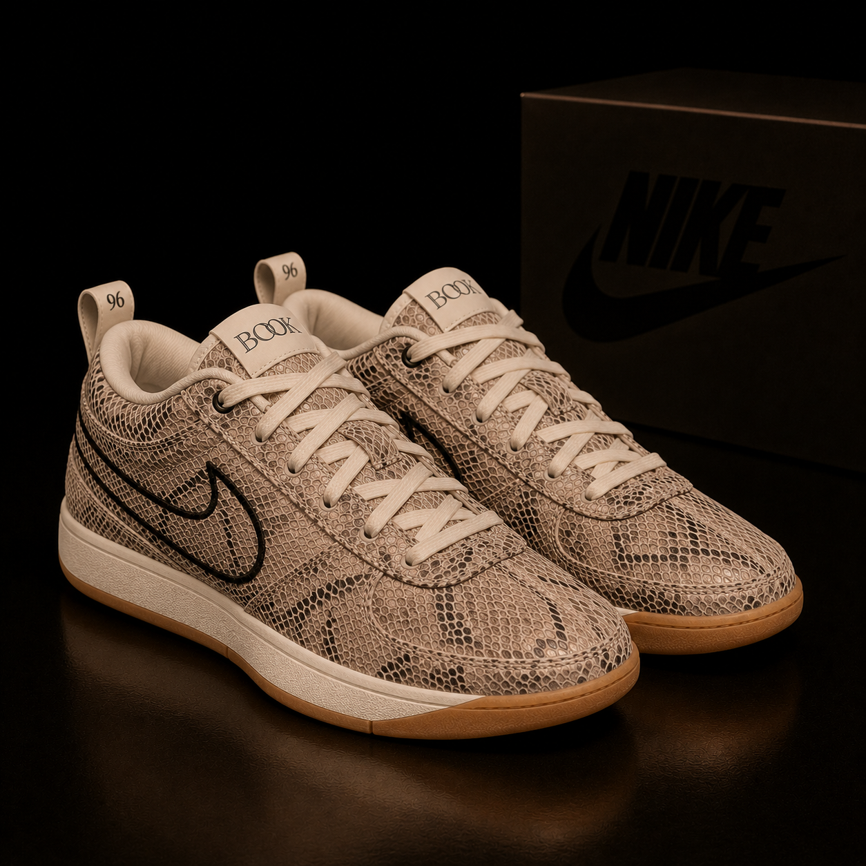 Nike Book 1 LEA HJ5352-100 vue 3/4 avant droite effet python