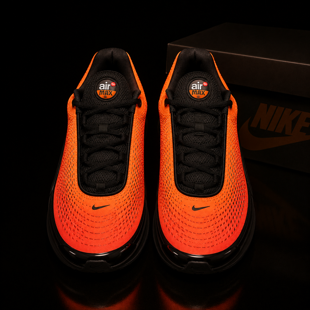 Nike Air Max DN IB4505-803 Unisexe vue de face légèrement plongeante coloris Total Orange et Black