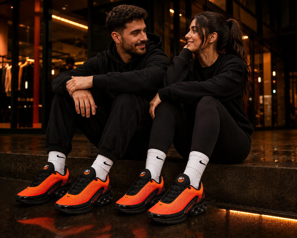 Nike Air Max DN IB4505-803 Unisexe portée par un couple en tenue streetwear premium