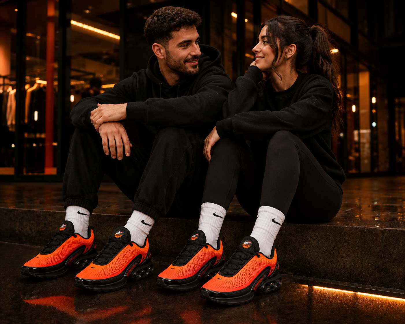 Nike Air Max DN IB4505-803 Unisexe portée par un couple en tenue streetwear premium