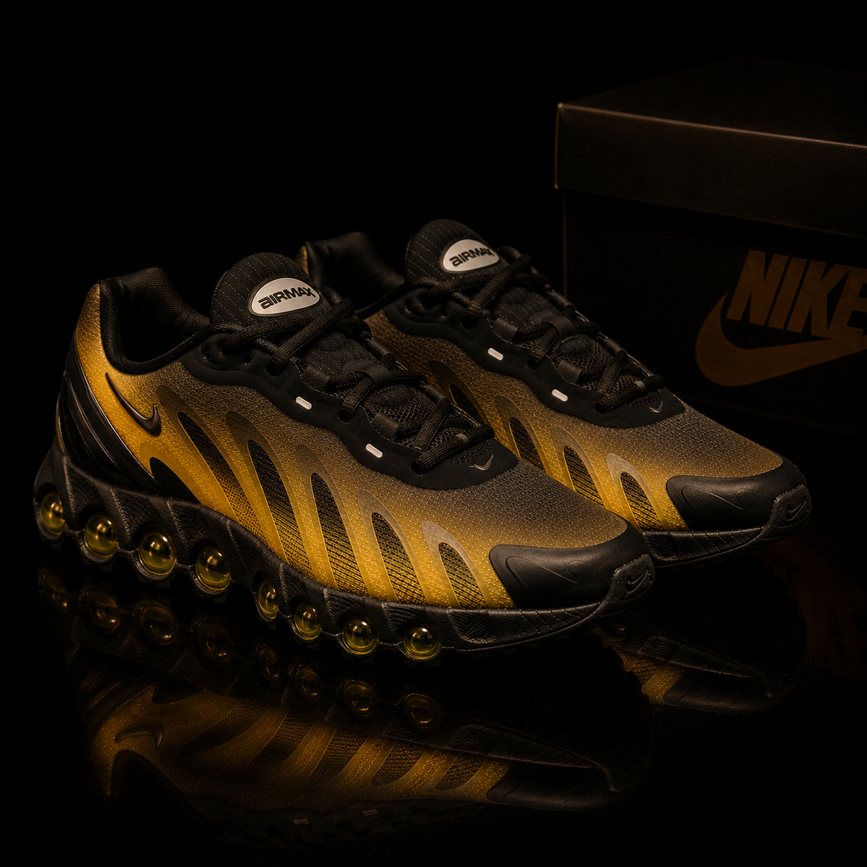 Nike Air Max DN8 IH4119-006 Unisexe paire vue 3/4 vers gauche sur fond noir premium