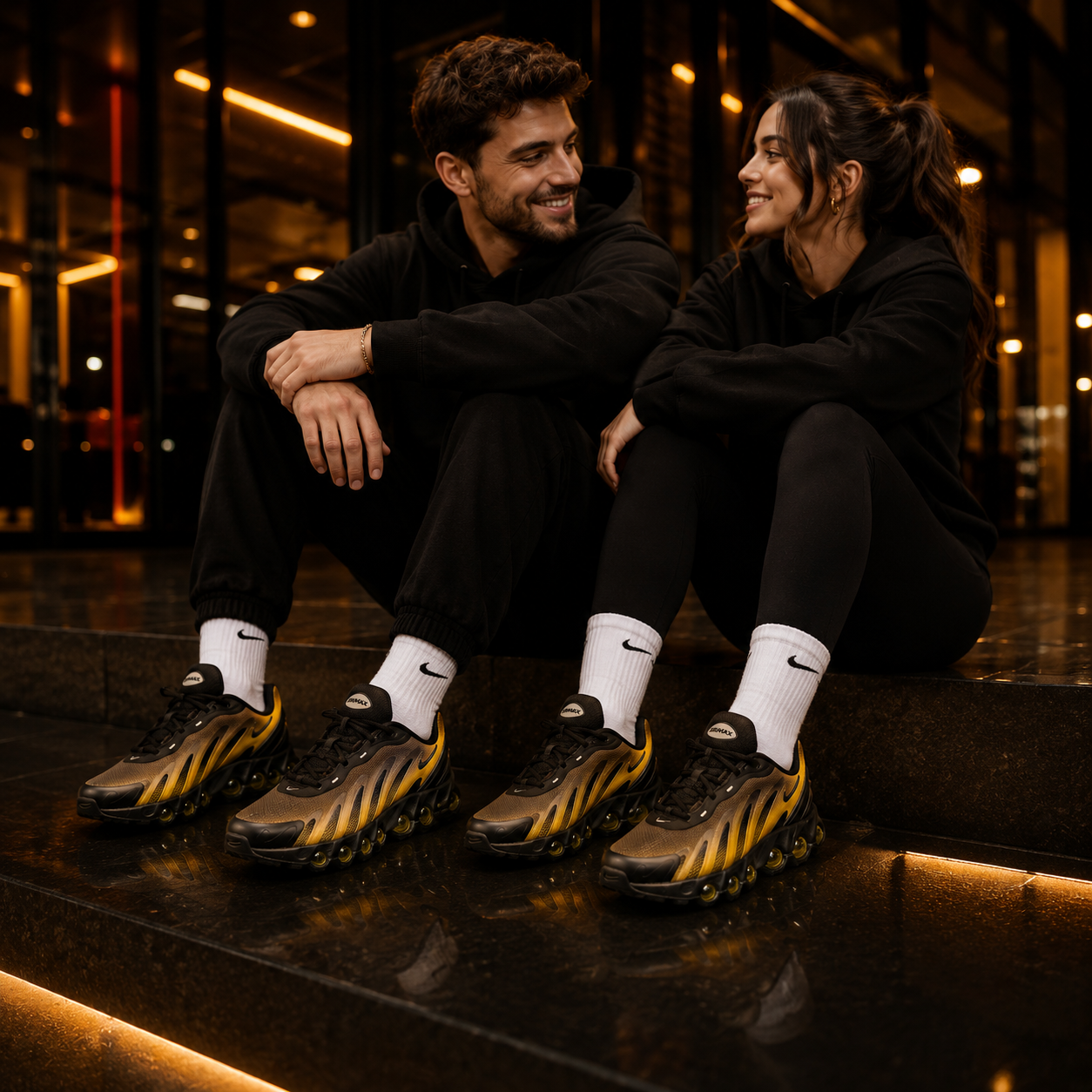 Nike Air Max DN8 IH4119-006 Unisexe portée par un couple en tenue streetwear premium