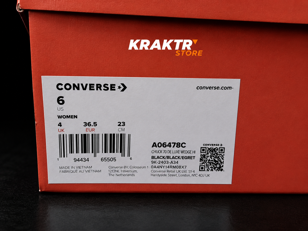 Converse Chuck 70 De Luxe Wedge Hi Femme Noire Taille 36.5 | KRAKTR STORE