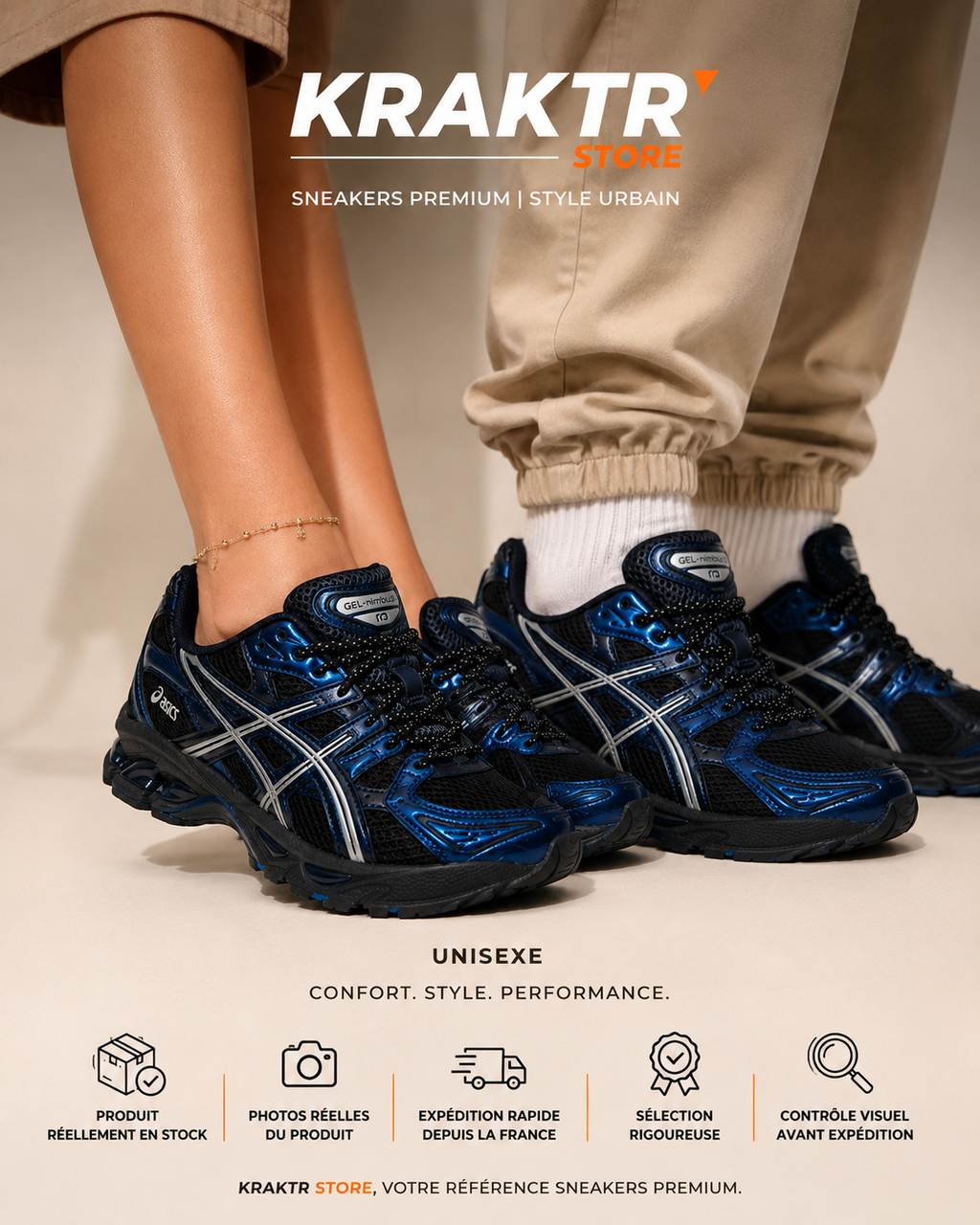 ASICS GEL-NIMBUS 10.1 Black Grand Shark portée homme et femme