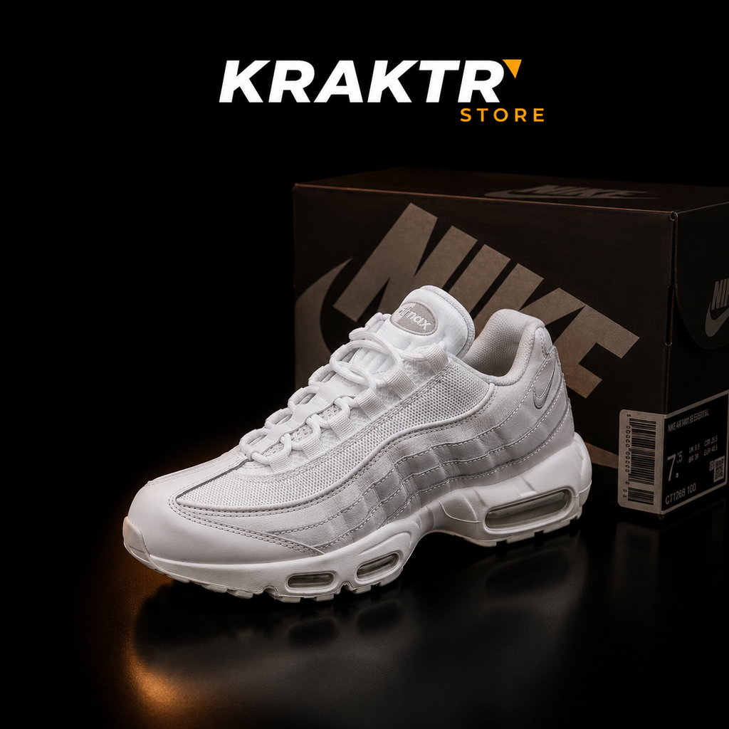 Nike Air Max 95 Essential White Grey Fog CT1268-100 sneakers authentiques premium vue 3/4