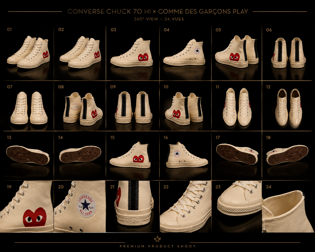 Converse Chuck 70 Comme des Garçons Play Hi 150205C planche 360 degrés premium 24 vues