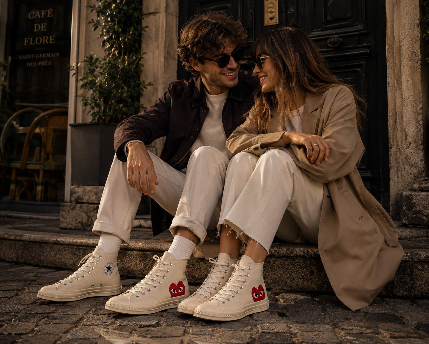 Couple portant Converse Chuck 70 Comme des Garçons Play Hi 150205C ambiance lifestyle premium