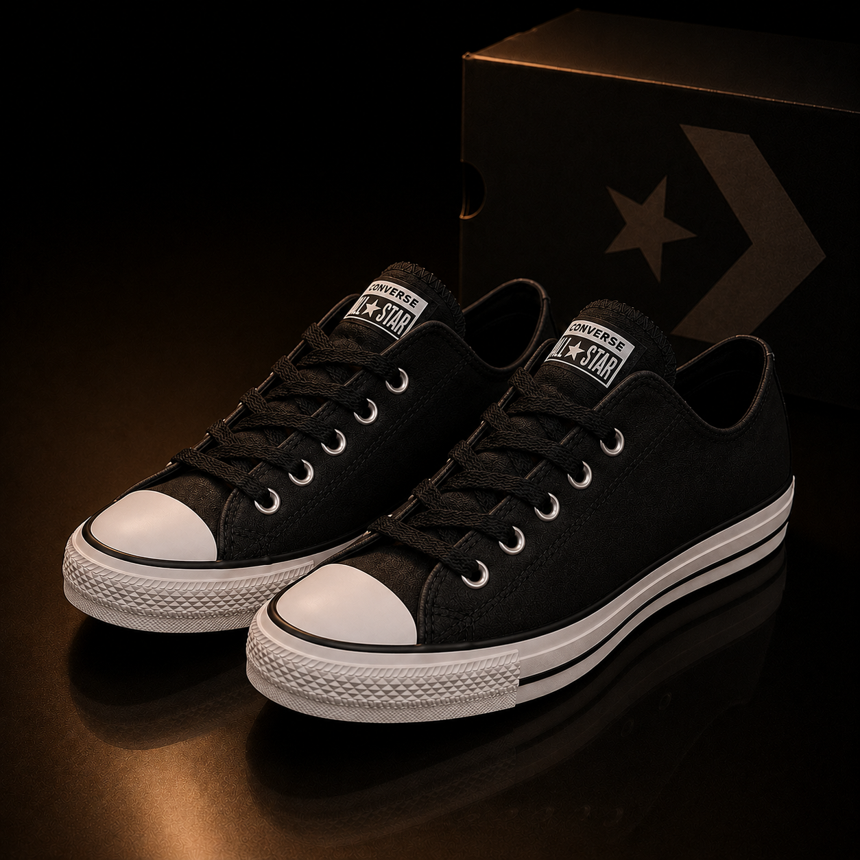 Converse CTAS OX 159614C Black Black White vue 3/4 gauche