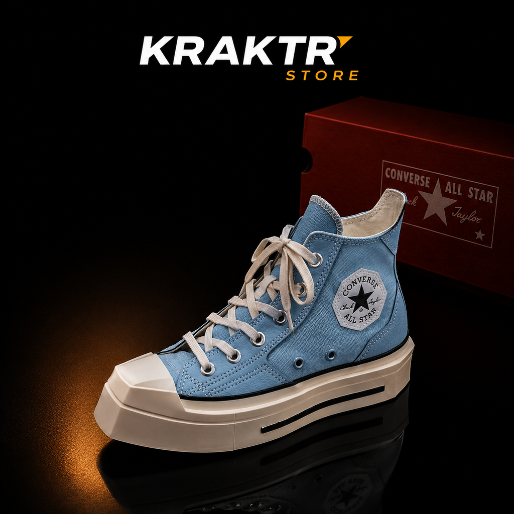 Converse Chuck 70 De Luxe Squared Hi True Sky Egret Black A07566C sneakers premium
