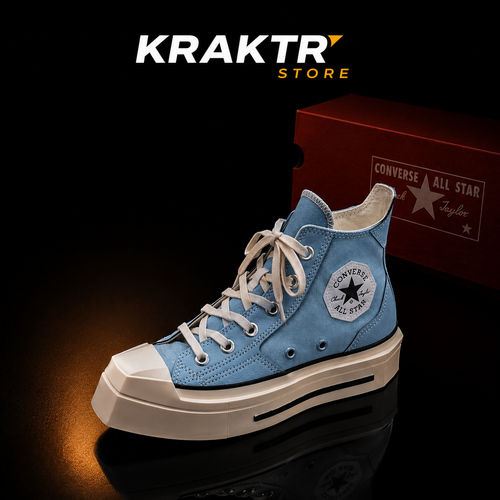 Converse Chuck 70 De Luxe Squared Hi True Sky Egret Black A07566C sneakers premium