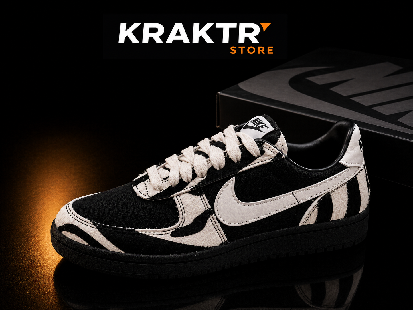 Nike Field General Zebra Black Sail femme vue latérale premium fond noir KRAKTR STORE