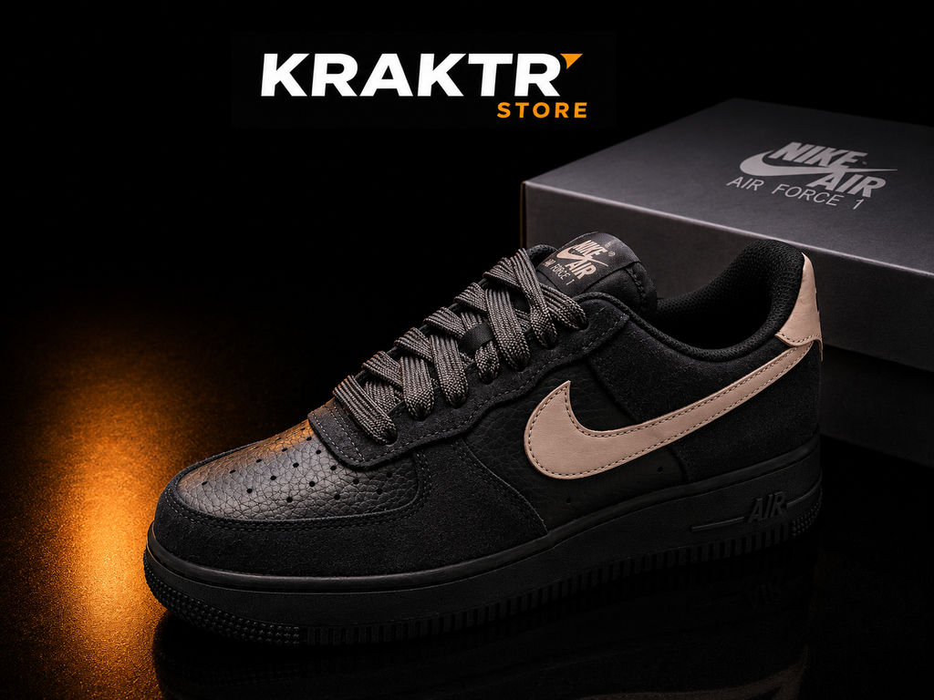 Nike Air Force 1 Low Medium Ash Malt Off Noir femme sur fond noir premium KRAKTR STORE
