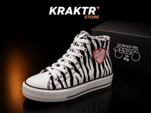 Le Temps des Cerises Dream Zebra Platform High White Black femme vue latérale gauche
