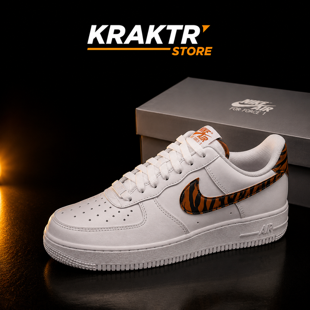 Nike Air Force 1 '07 Tiger Swoosh Femme vue latérale gauche avec boîte Nike