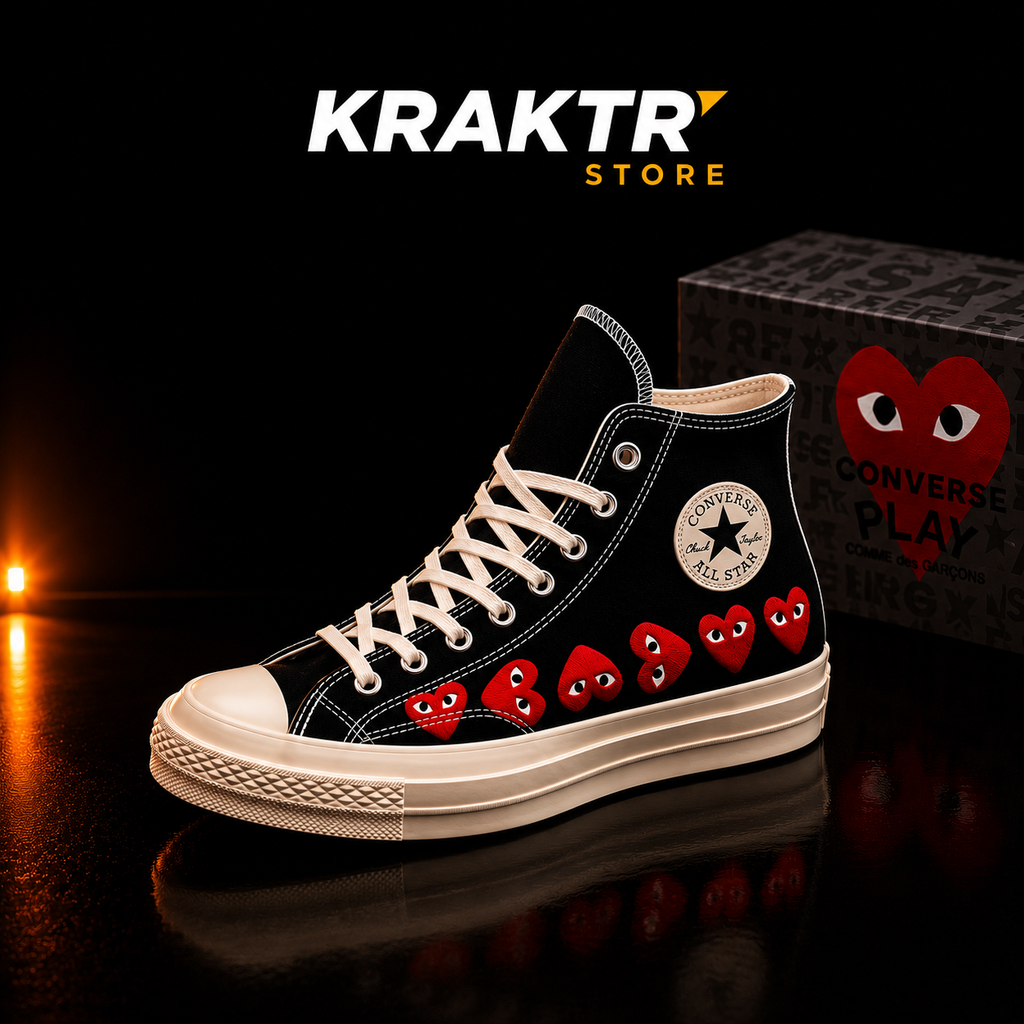 Converse Chuck 70 CDG Play Hi Black High Risk Red Egret A08147C sneakers premium