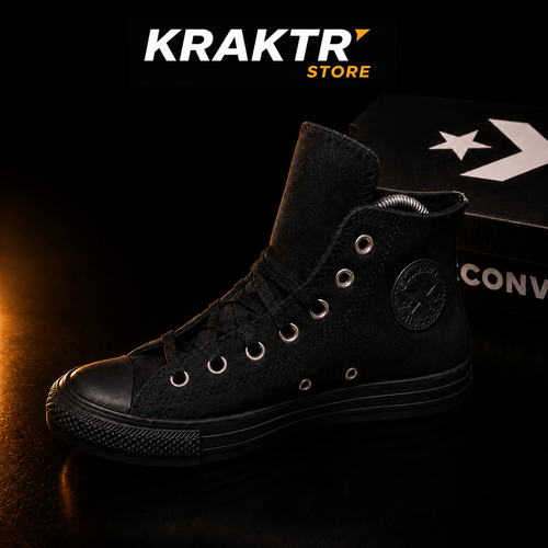 Converse CTAS Hi Leather Triple Black unisexe vue profil gauche