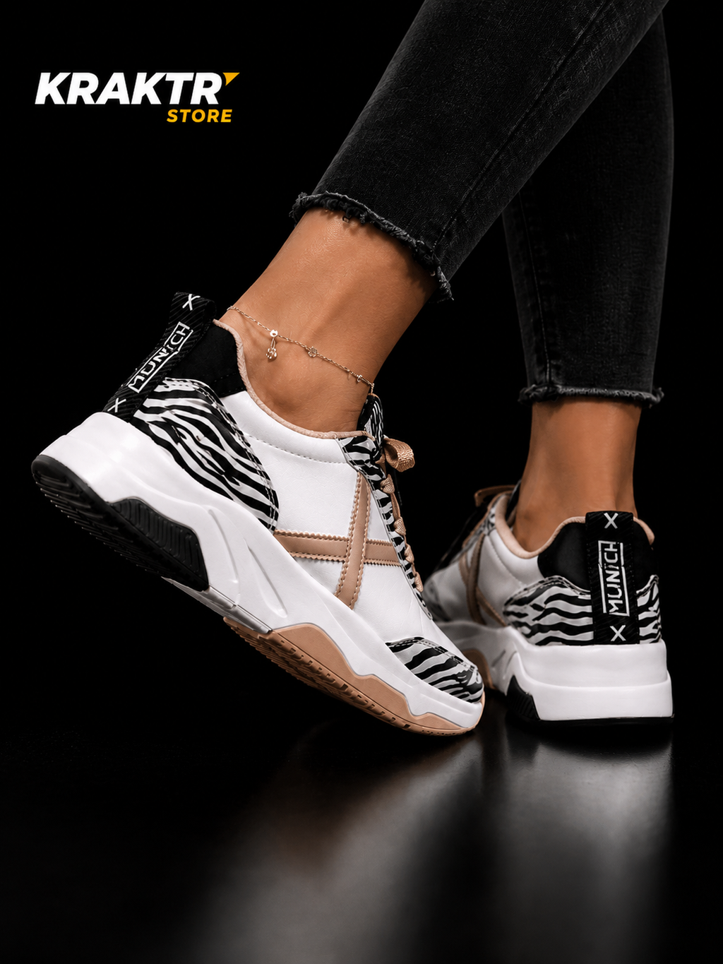 Munich Wave 125 Zebra Beige Rose portée lifestyle femme