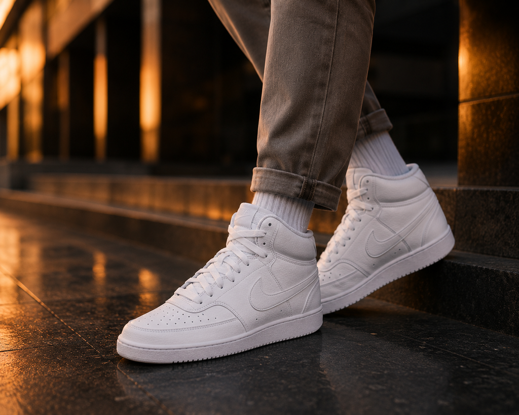 Nike Court Vision Mid NN DN3577-100 White portée par un homme – KRAKTR STORE