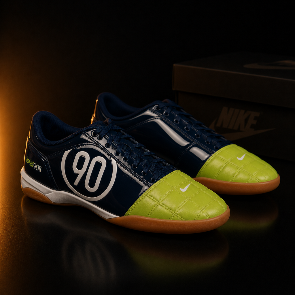 Nike Total 90 II IH2230-400 Homme vue trois-quarts avant droite Blue Void White Atomic Green – KRAKTR STORE