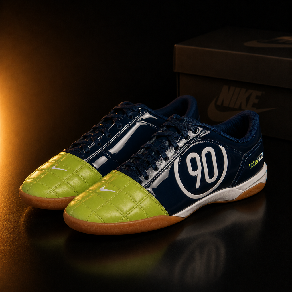 Nike Total 90 II IH2230-400 Homme vue trois-quarts avant gauche Blue Void White Atomic Green – KRAKTR STORE