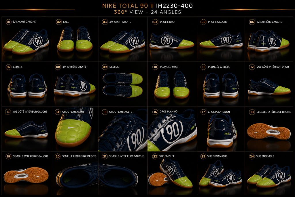Nike Total 90 II IH2230-400 Homme portée dans une salle de futsal premium Blue Void White Atomic Green – KRAKTR STORE