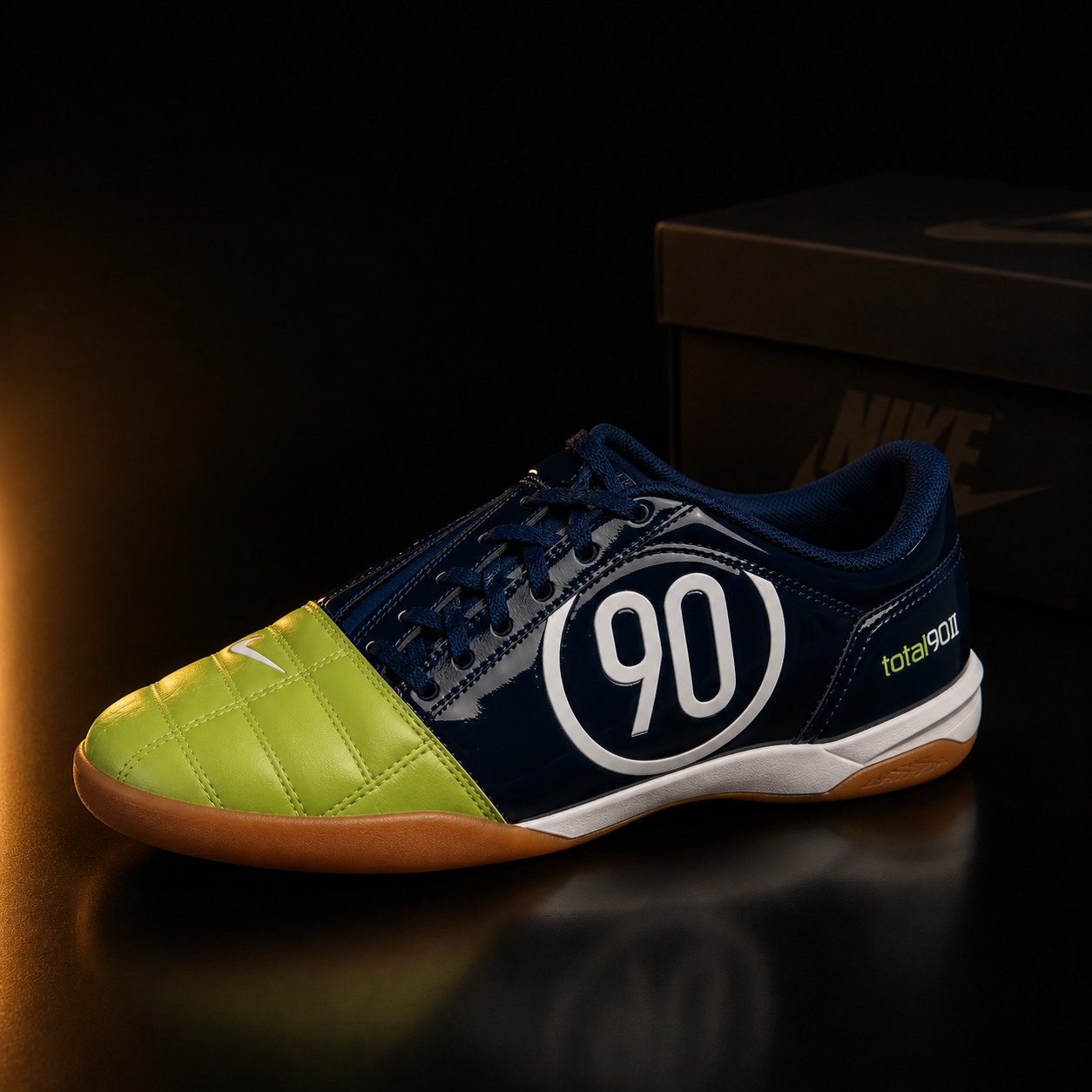 Nike Total 90 II IH2230-400 Homme Blue Void White Atomic Green vue trois-quarts – KRAKTR STORE